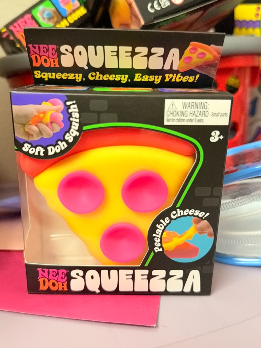 NeeDoh Squeezza Yellow & Pink Pizza Slice Kids Toy